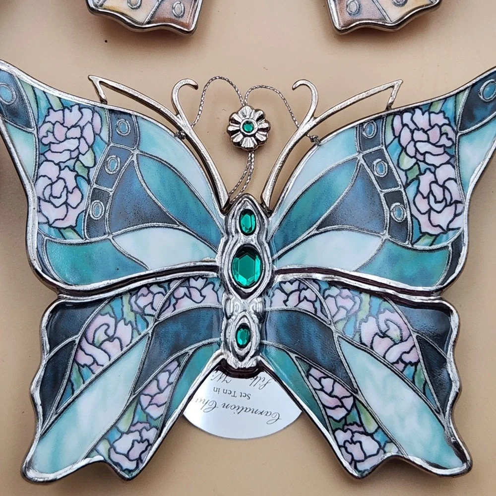 Bradford Exchange Silkin Wings Heirloom Porcelain Butterfly Ornament Set #10